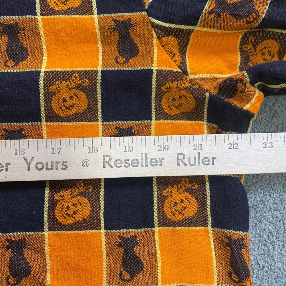 Collections Etc Halloween Shirt Womens XL Orange Black Cat Pumpkin Button Down - Picture 6 of 7